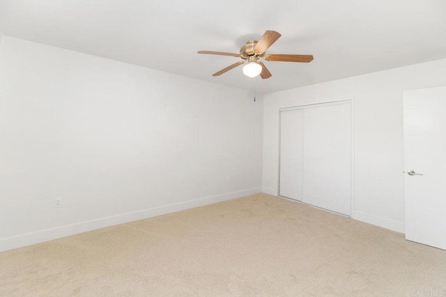 26405 Cherry Hills Blvd, Menifee, CA 92586 - unfurnished bedroom with light colored carpet, a closet, baseboards, and ceiling fan