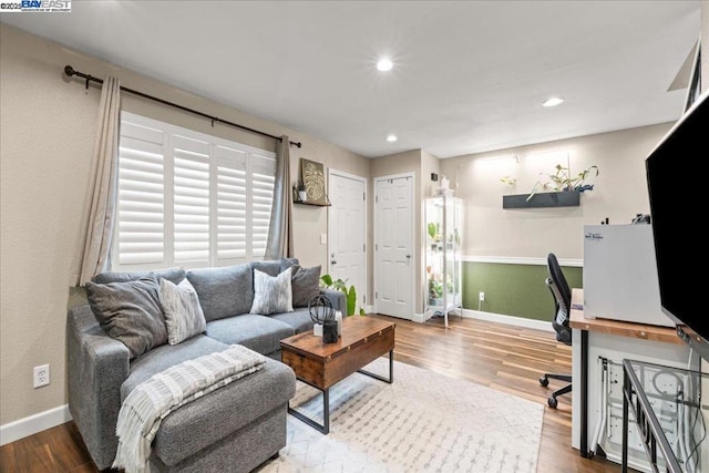 interior space with hardwood / wood-style floors