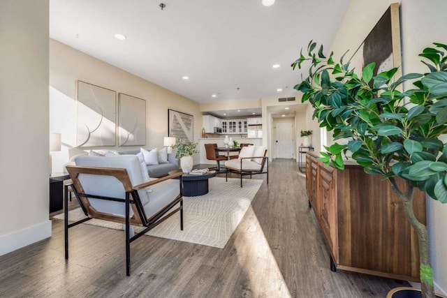 living room featuring hardwood / wood-style floors