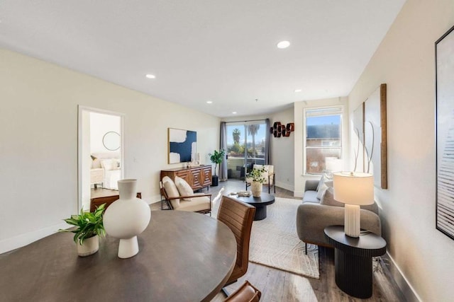 living room with hardwood / wood-style floors