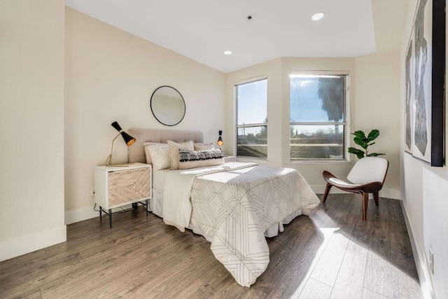 bedroom with wood-type flooring