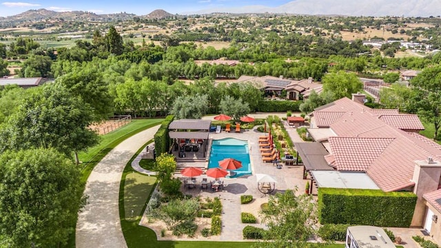 aerial view featuring a mountain view