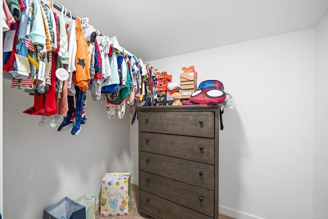 spacious closet with carpet flooring