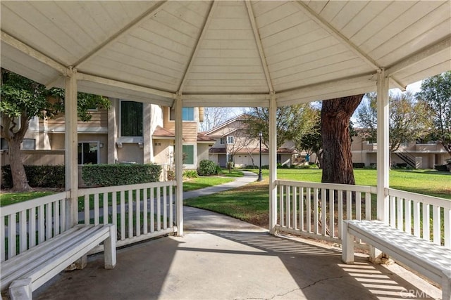 view of patio featuring a gazebo