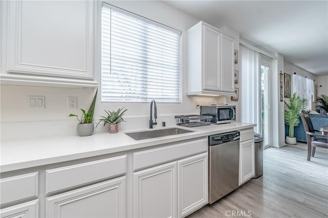 kitchen featuring white cabinetry, sink, plenty of natural light, and appliances with stainless steel finishes