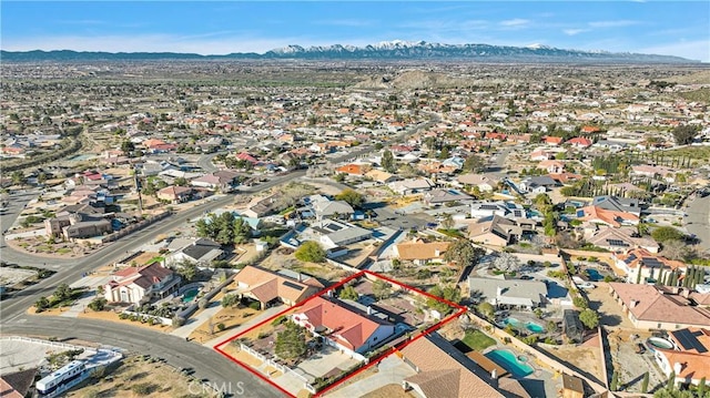 bird's eye view featuring a mountain view