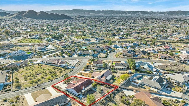 aerial view with a mountain view