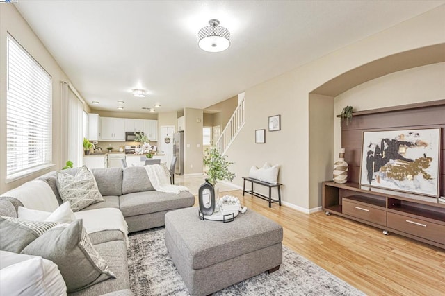 living room featuring light hardwood / wood-style flooring