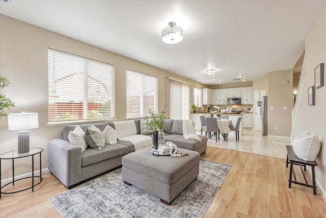 living room featuring light hardwood / wood-style floors