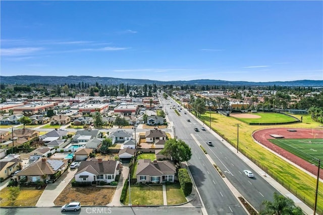 aerial view featuring a mountain view