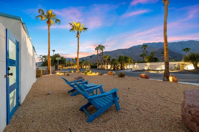 exterior space featuring a mountain view