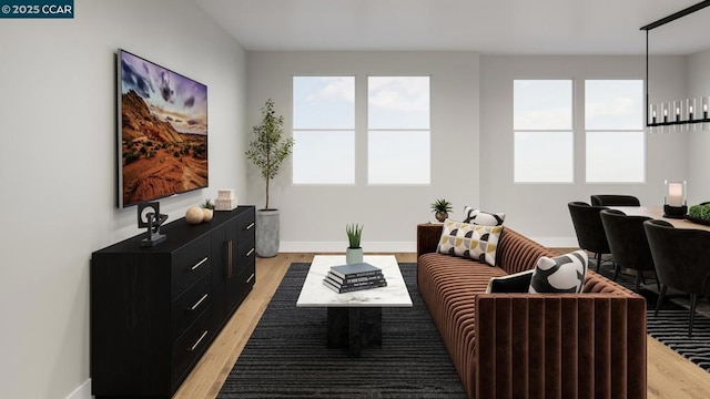 living room featuring light hardwood / wood-style flooring