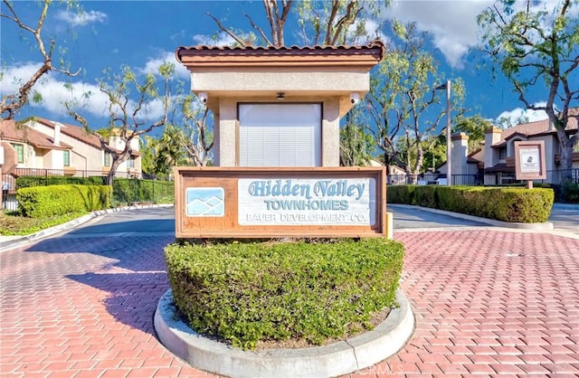 view of community sign