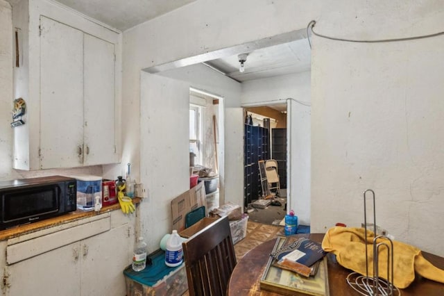 kitchen with white cabinets