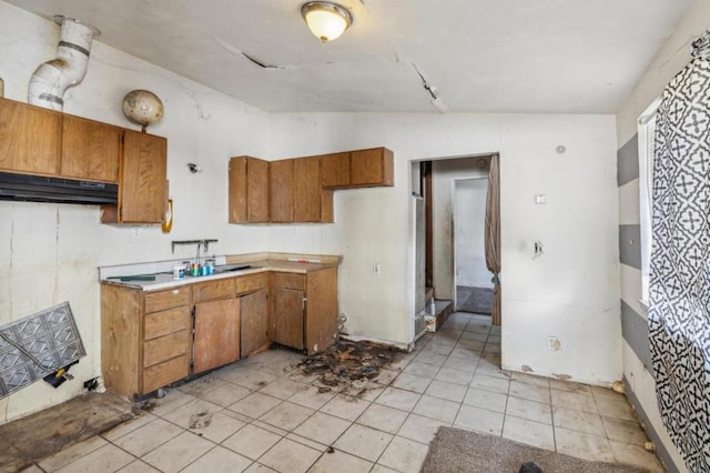 kitchen with sink and vaulted ceiling