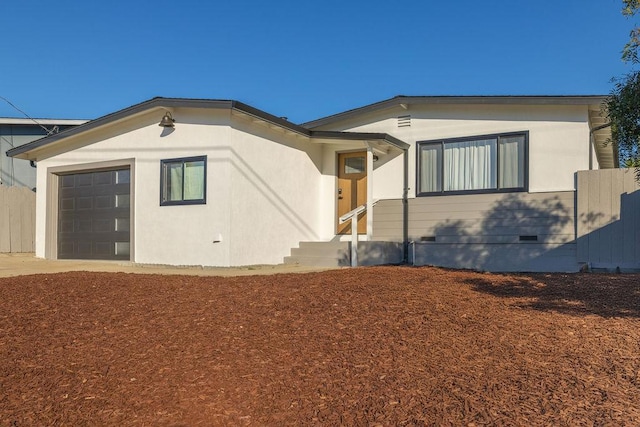 exterior space featuring a garage