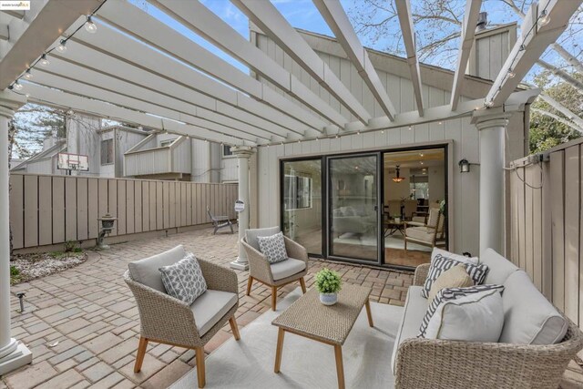 view of patio / terrace featuring a pergola