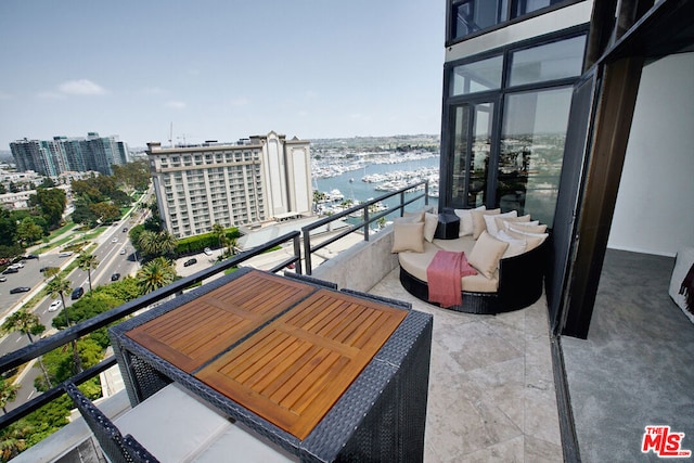 balcony with a water view