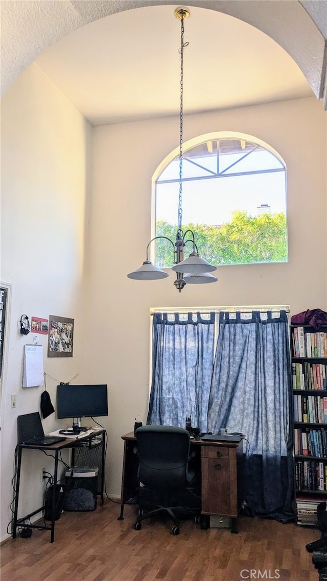 office with hardwood / wood-style floors