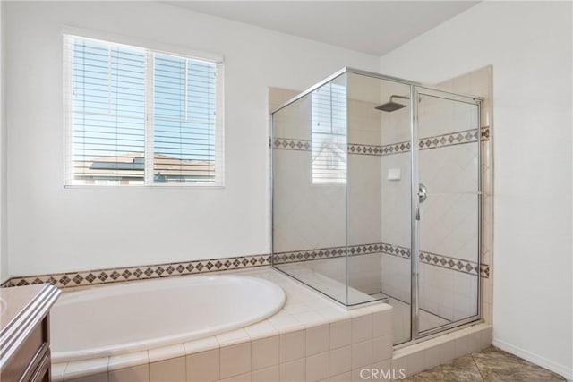 30272 Tattersail Way, Menifee, CA 92584 - full bathroom with a stall shower, a bath, vanity, and healthy amount of natural light