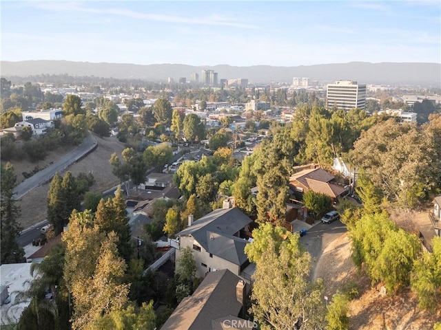 bird's eye view with a mountain view