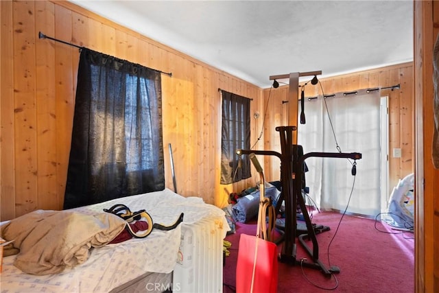 1149 Apple Ave, Wrightwood, CA 92397 - bedroom with carpet floors and wooden walls