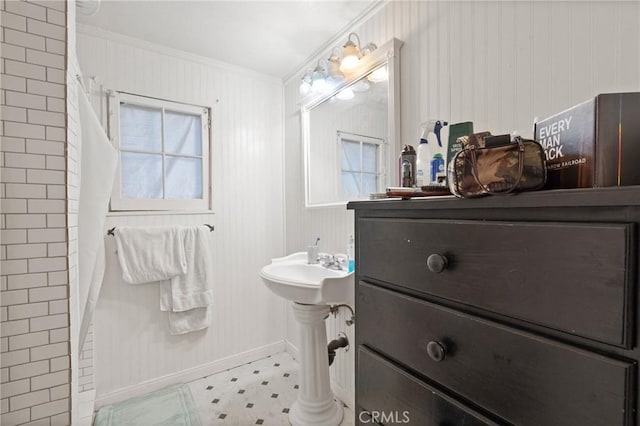 1149 Apple Ave, Wrightwood, CA 92397 - bathroom with baseboards and ornamental molding