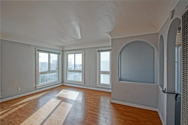 empty room with light hardwood / wood-style floors