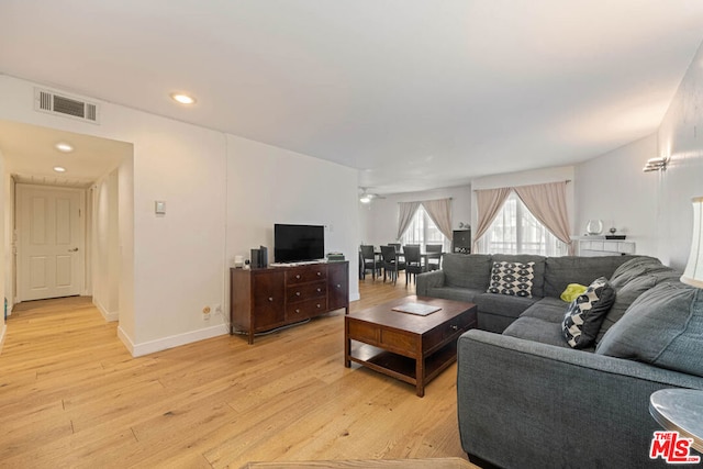 living room featuring light hardwood / wood-style flooring