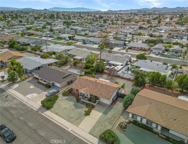 bird's eye view with a mountain view