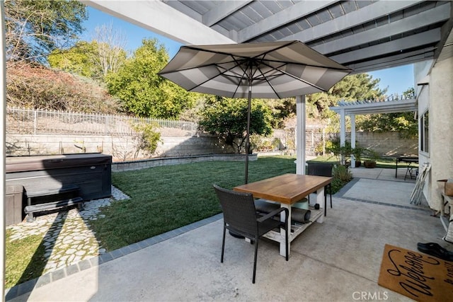 view of patio featuring a pergola