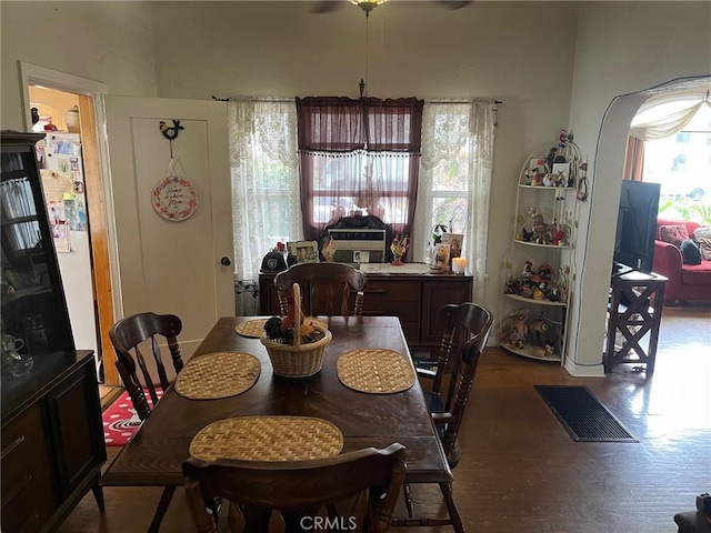 dining space featuring hardwood / wood-style floors