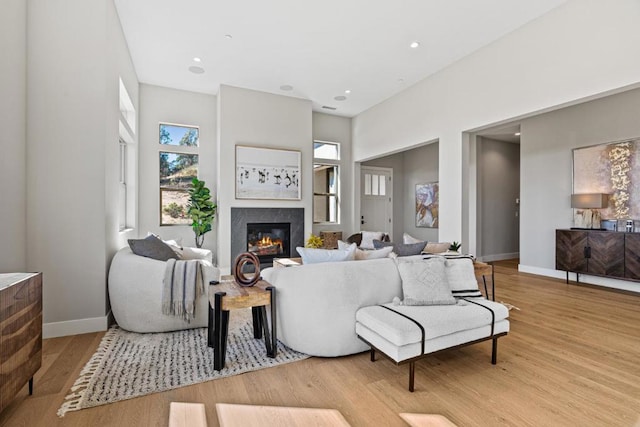 living room featuring light hardwood / wood-style flooring