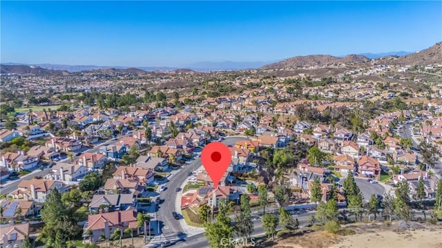 bird's eye view with a mountain view