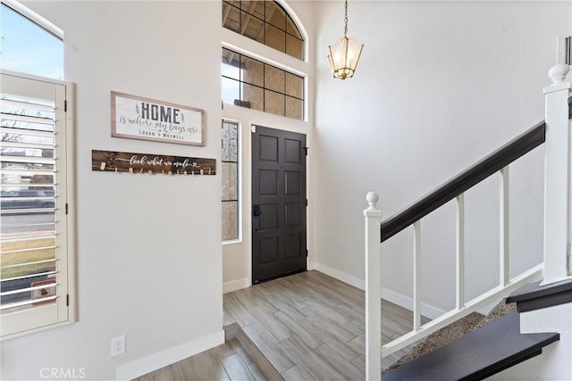 entrance foyer featuring light wood-type flooring