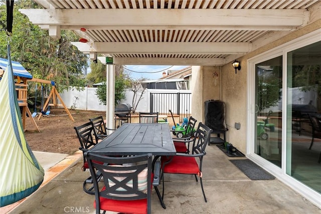 view of patio / terrace featuring a playground