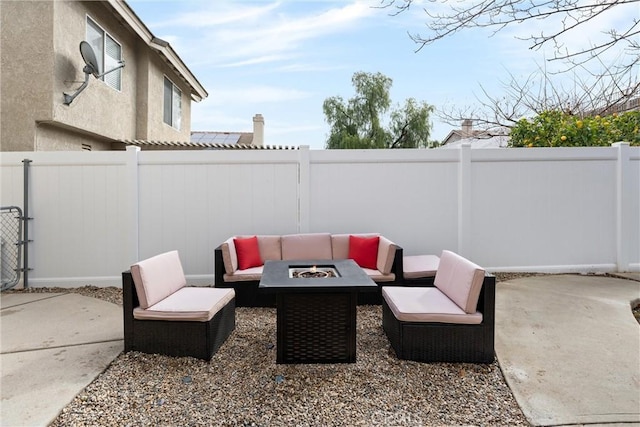 view of patio featuring an outdoor fire pit