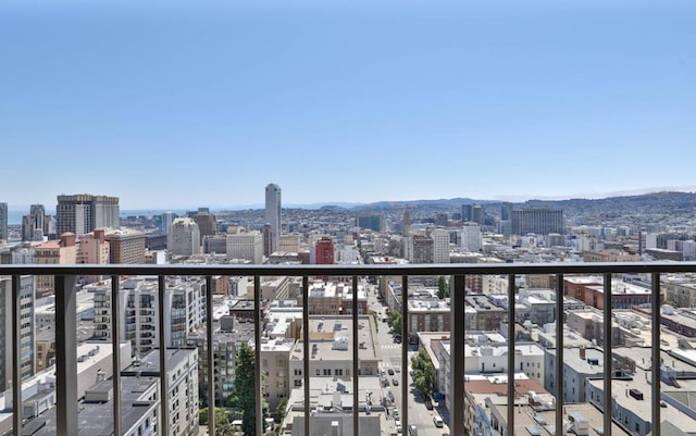 balcony featuring a mountain view