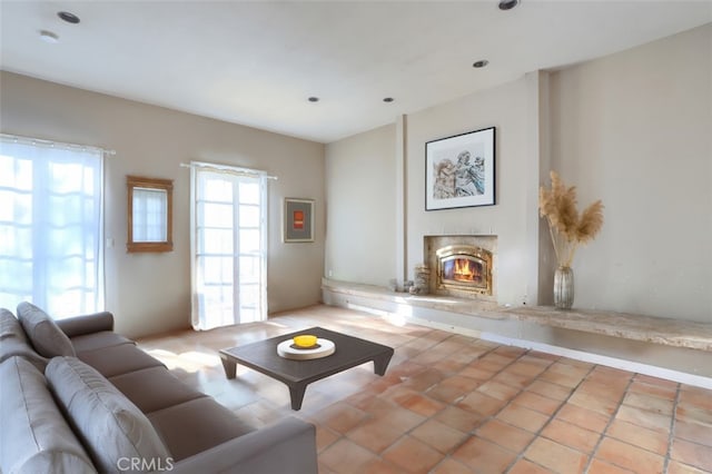 view of tiled living room