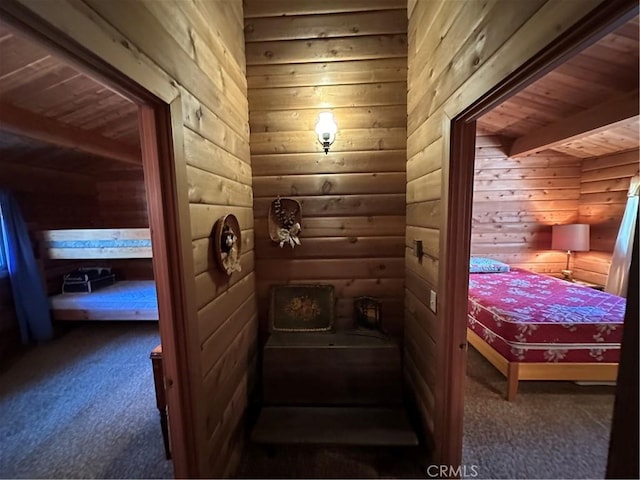 view of sauna / steam room featuring carpet flooring