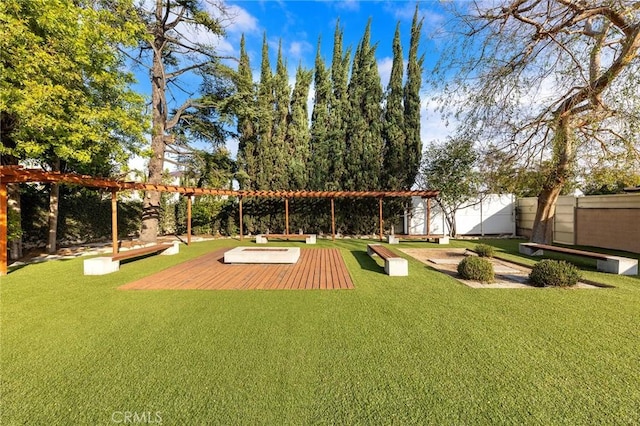 view of yard with a deck