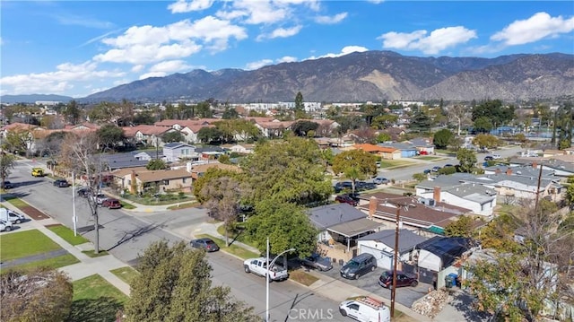 bird's eye view featuring a residential view and a mountain view