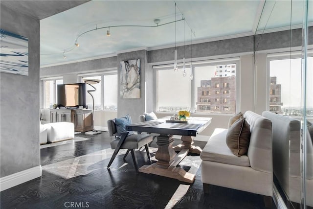 dining room featuring crown molding and a wealth of natural light