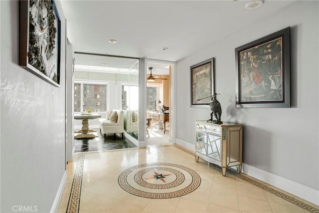 hallway featuring tile patterned floors