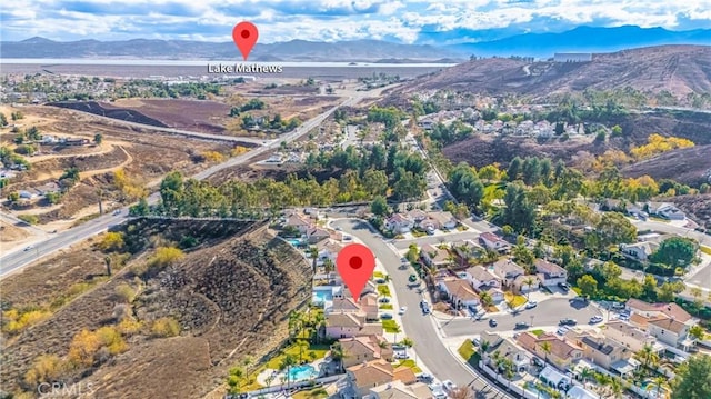 bird's eye view with a mountain view