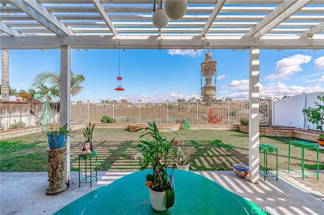 view of patio featuring a pergola