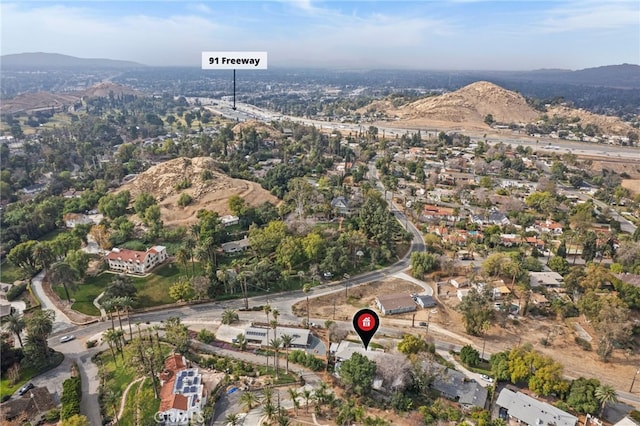 aerial view with a mountain view