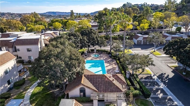 aerial view featuring a mountain view