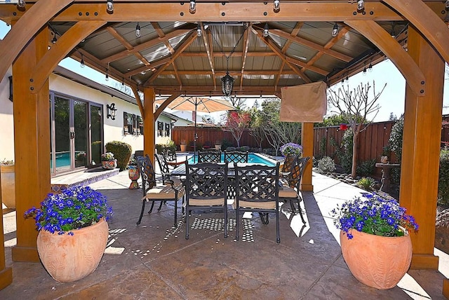 view of patio / terrace featuring a gazebo