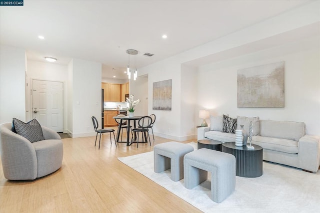 living room featuring light wood-type flooring